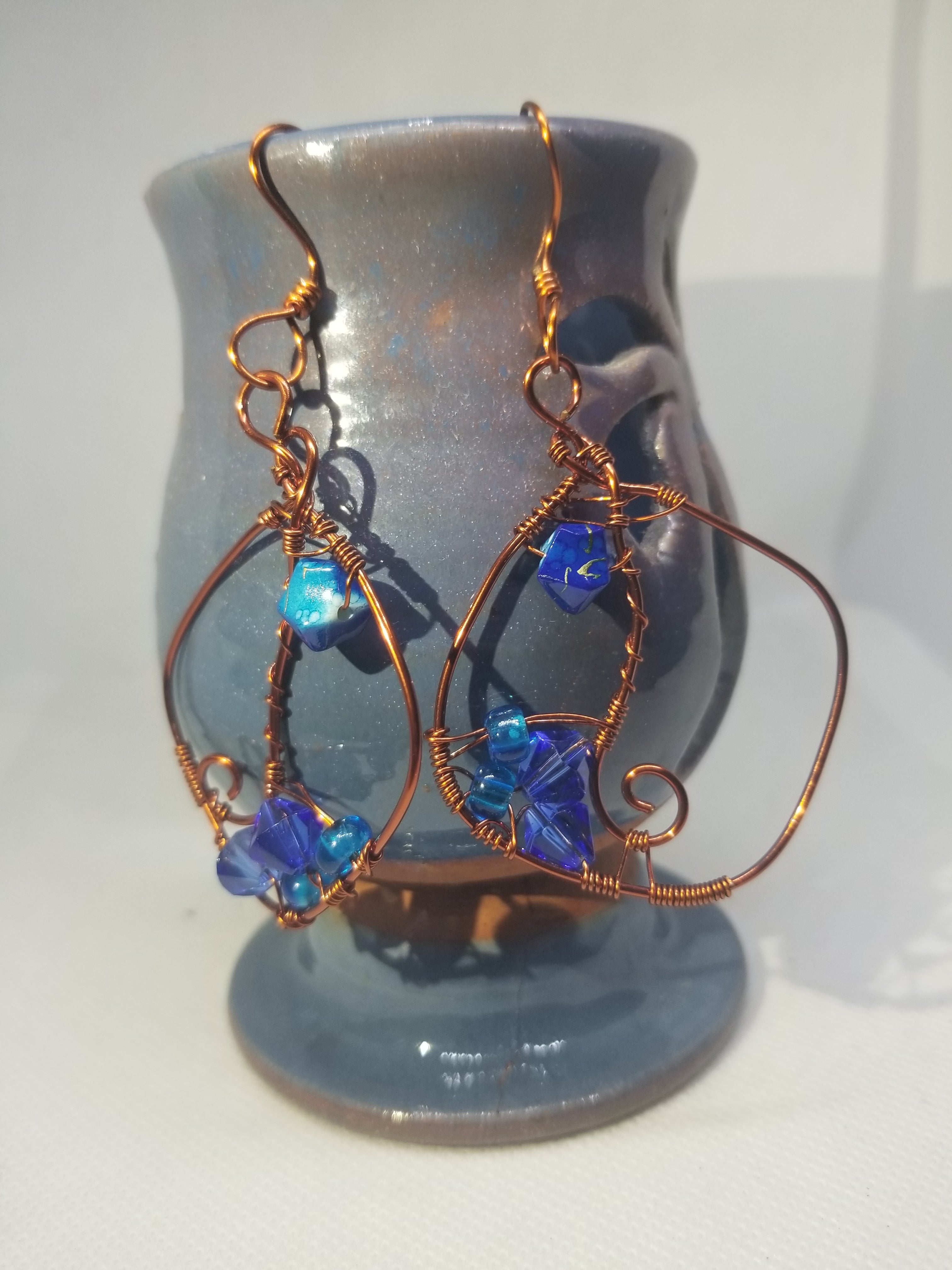 Blue Sea Diamond Hoops