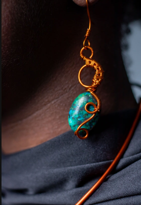 Azure Copper Wrap Earrings
